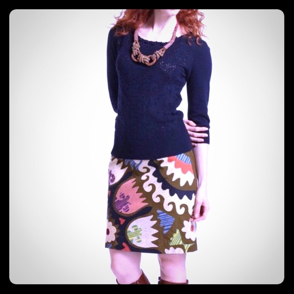 Anthropologie Dresses & Skirts - Anthropologie VANESSA VIRGINIA EMBROIDERED SKIRT